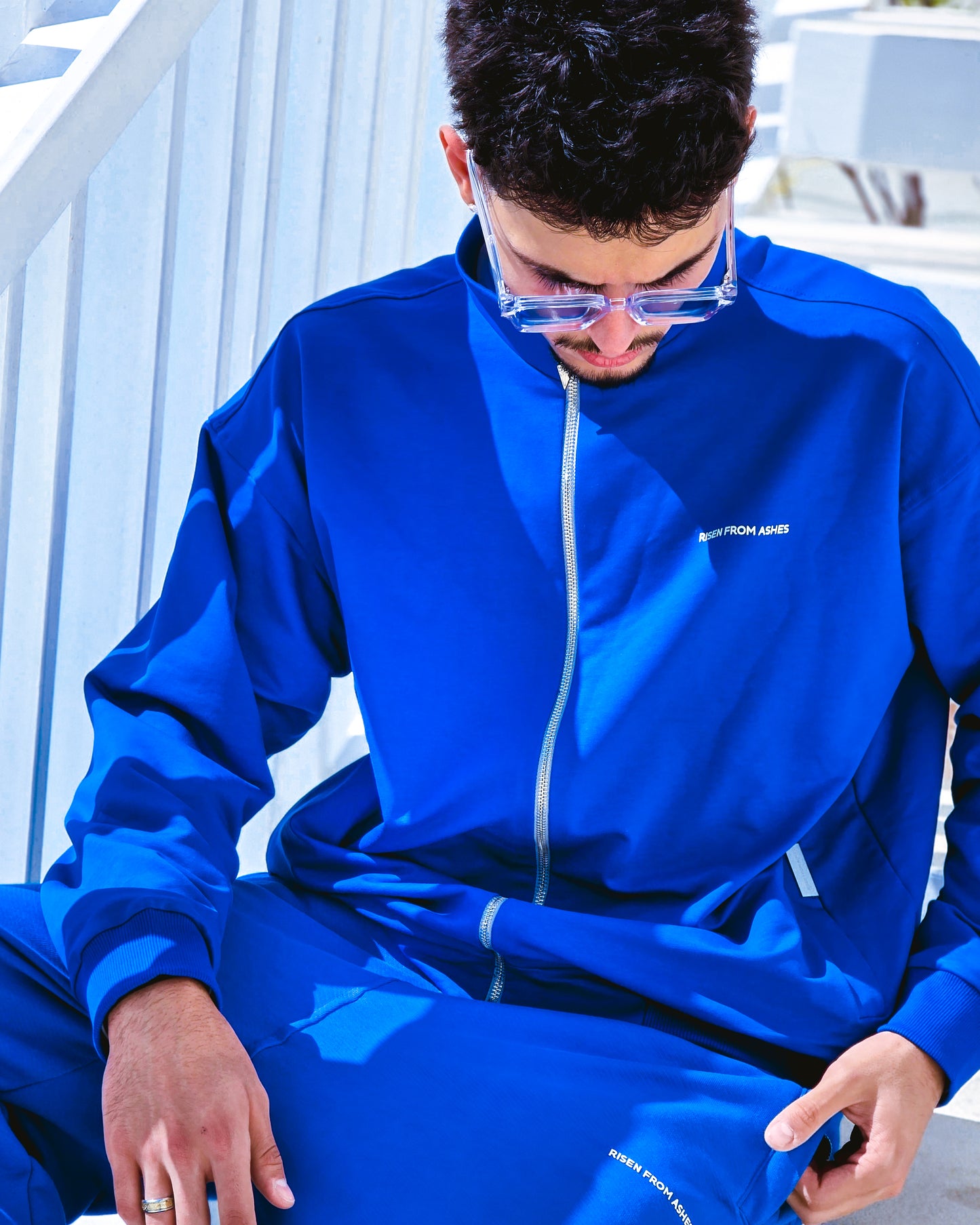 AUTHENTICUM CUFFED TRACK JACKET  BLUE